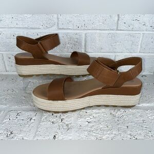 Sorel Cameron Flatform Ankle Strap Sandal, Brown Size 9